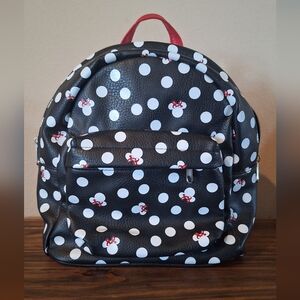 Disney Minnie Mouse Black and White Red Polka Dot Backpack